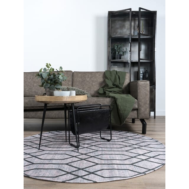 Vloerkleed Pattern Rond Groen ø120 cm - Laagpolig Synthetisch Vloerkleed – Modern / Grafisch Design