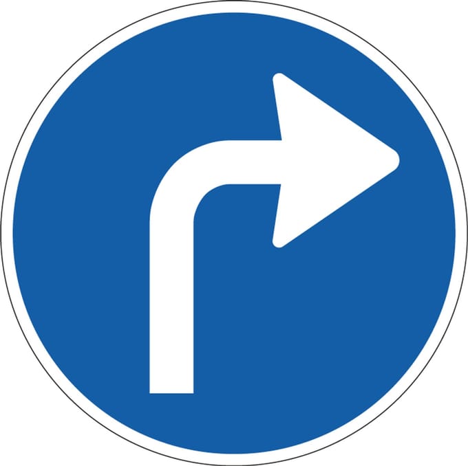 Verplichte rijrichting sticker, D5r 100 mm