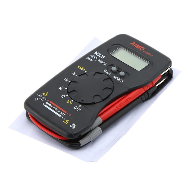 AIMO M320 Zakformaat draagbare LCD digitale multimeter DMM Frequentiecapaciteitsmeting Gegevens zwart