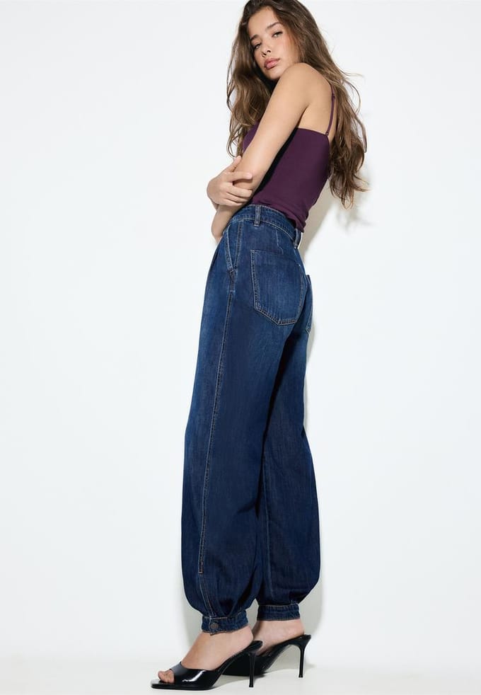 Stradivarius Pofbroek jeans  MIDDENBLAUWE DENIM WASSING 32