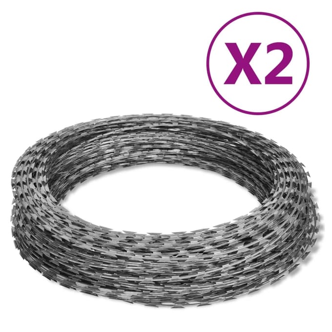 vidaXL - Scheermesprikkeldraad - 2 - st - 60 - m - gegalvaniseerd - staal