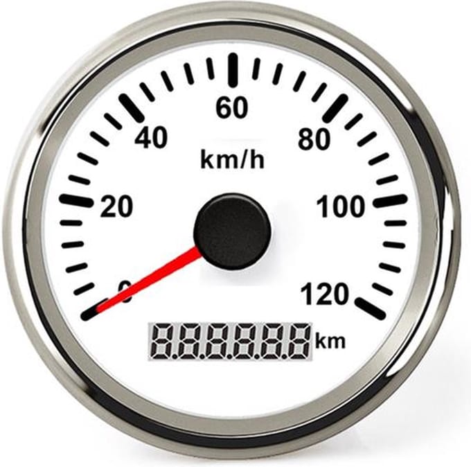 Hollex witte GPS Snelheidsmeter 0-120km/h 9-32V ø52mm