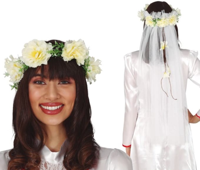 Tiara Bloemen met sluier