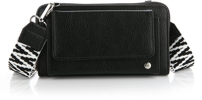 Portemonnee met luxe band - Zwart - Dames - leer print - 20cm x 11cm