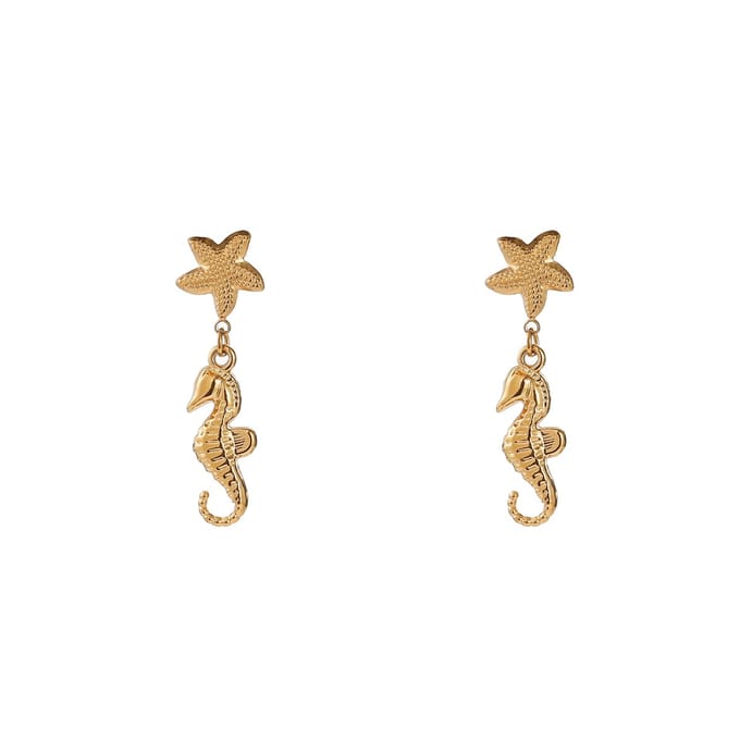 Go Dutch Label Oorknoppen SeaHorse + Starfish Goudkleurig