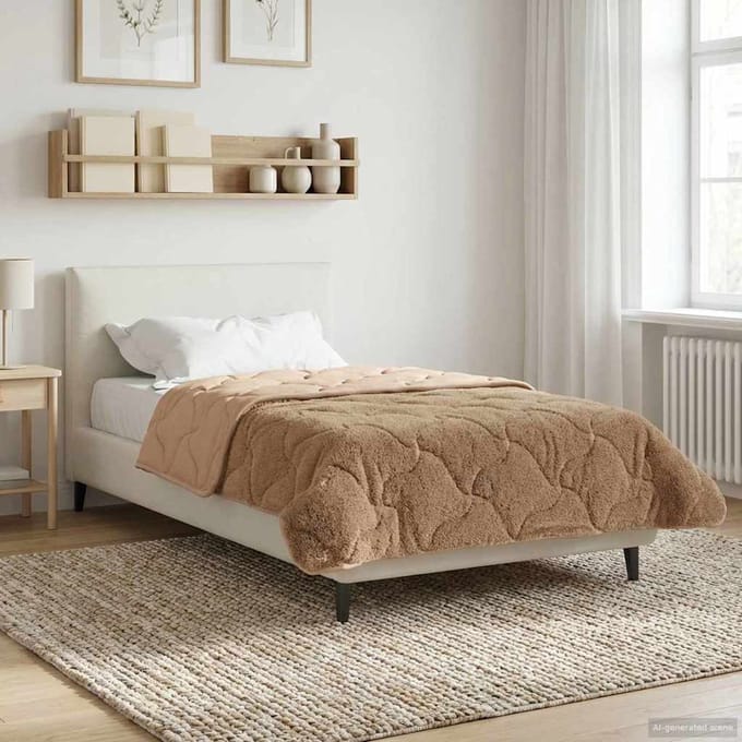 vidaXL - Volledig - Jaar - Dekbed - 155 - x - 220 - cm - Nee - Taupe - Ademend