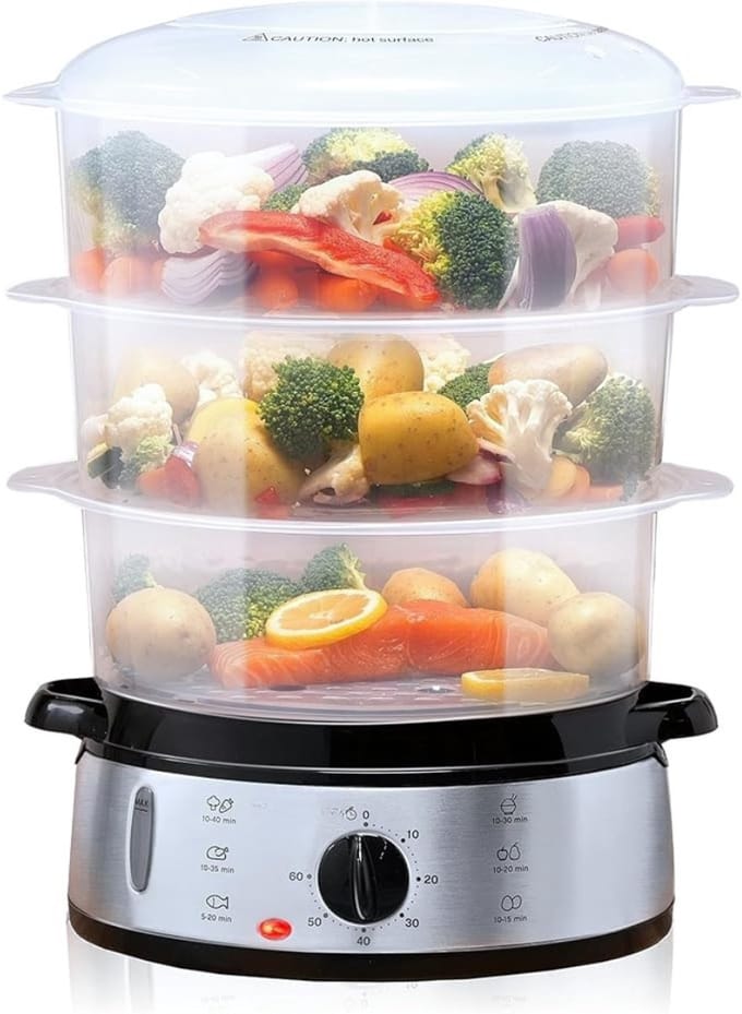 Aurixi® Stoomkoker - Stoomkokers - Stoompan - Grijs - 24cm x 31cm x 43cm