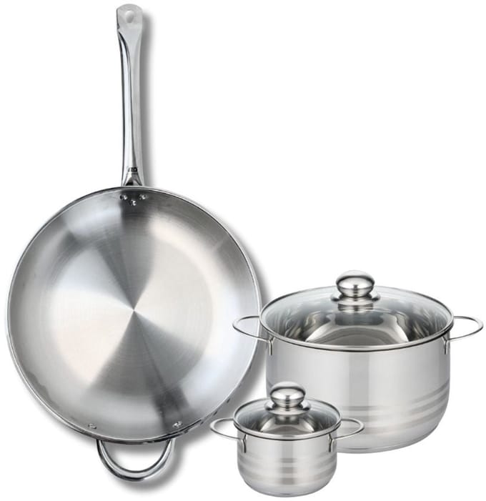 Set van 1 Koekenpan 32 cm en 2 kookpotten 12 en 20 cm Elo Profi Brillant