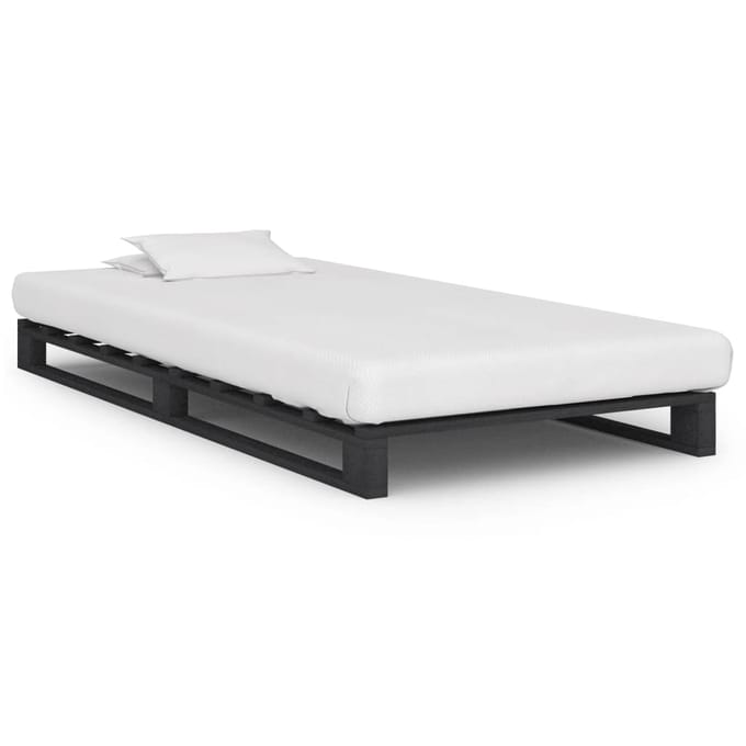 vidaXL - Bedframe - pallet - massief - grenenhout - grijs - 90x200 - cm