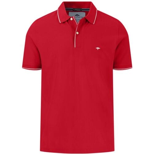 Fynch-Hatton Polo Modern Premium Cotton Fine Contrast Stripe Poppy Red / male