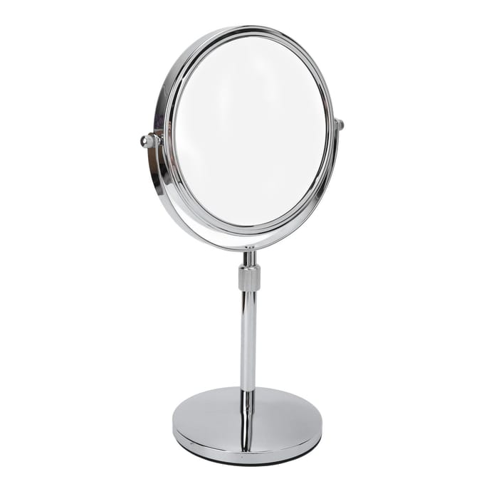 Miroir de Maquillage de Table Maison 7 Pouces Hauteur Réglable Double Face Grossissement 3X Miroir de Vanité white