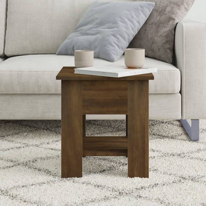 vidaXL - Salontafel - 40x40x42 - cm - bewerkt - hout - bruin - eikenkleur