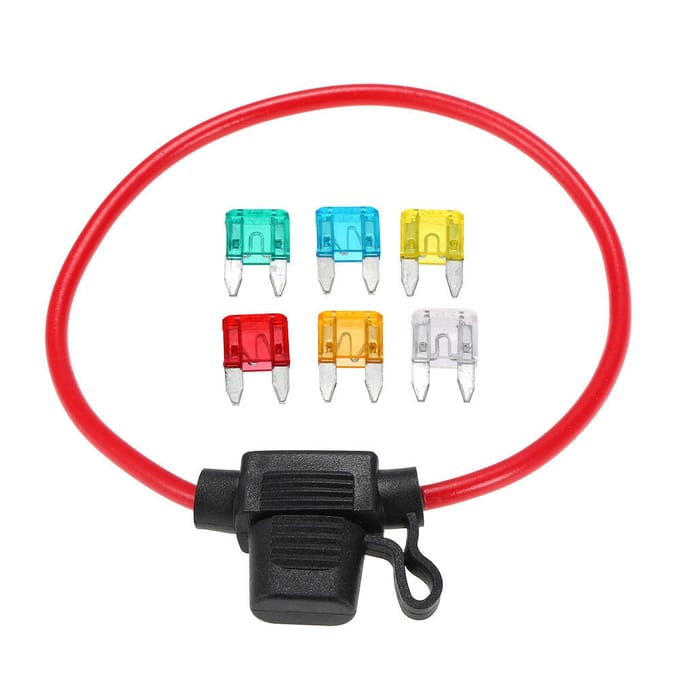 Porte-fusible mini lame en ligne pour voiture automobile 12V 30A avec 6 fusibles red