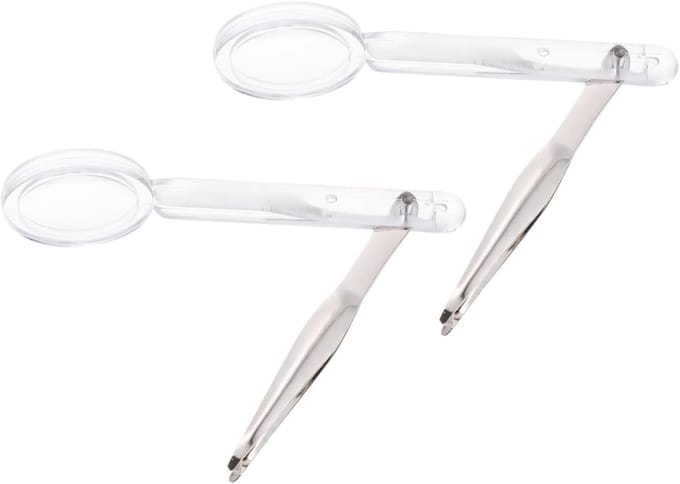 Vergrootglas Met Pincet - Huishoudelijke Tool - Objecten Observeren - Multifunctioneel Ontwerp - 10.3 cm Lengte - Wit