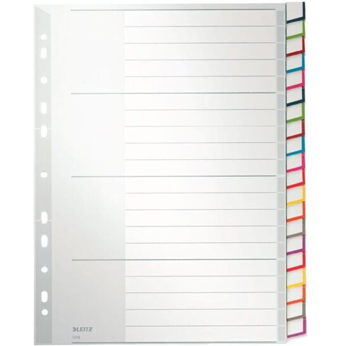 LEITZ kunststof indexbladen met venstertabs, A4, 20 vellen, nr. 1278