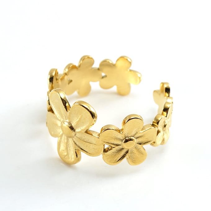 JewelGalerie- Ringen- Bloemenring - One Size - Goud