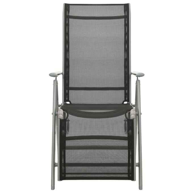 vidaXL - Tuinstoelen - 2 - st - verstelbaar - textileen - aluminium - zilverkleurig