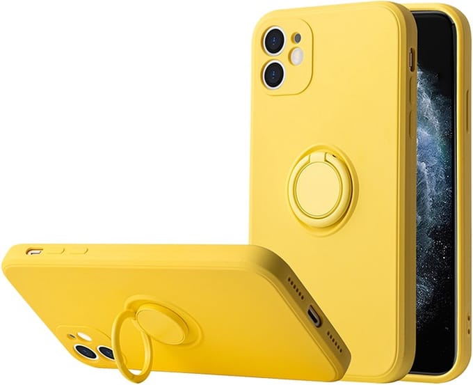 Apple iPhone 13 Pro Max Back Cover | Telefoonhoesje | Ring Houder | Geel