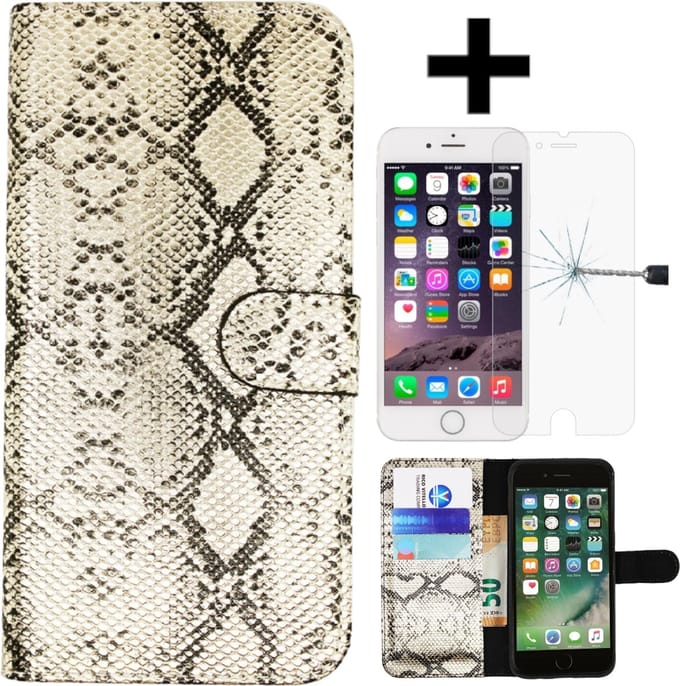 Hoesje Geschikt voor Apple iPhone 7/8/ SE 2020/SE 2022 Stylish Wallet case Goud + gratis screen protector
