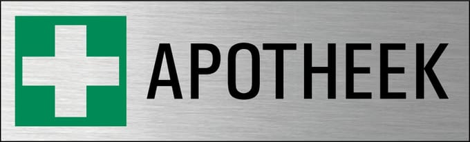Apotheek deurbordje met zelfklevende strip