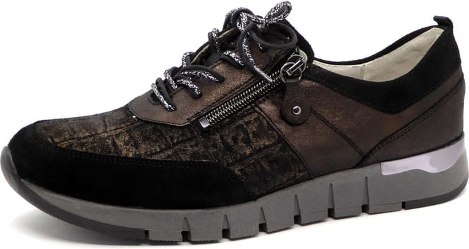 Waldläufer Dames Sneaker - 908009-301-709 Zwart/Combi - Wijdte H - Maat 8 (42)