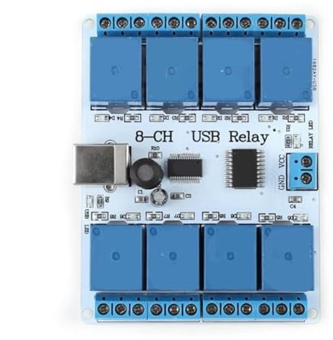 Dailygoody - USB-relaiskaart - 8CH 12V Relaismodule - Elektromechanische Controller - Compact formaat - USB-Relaiscontroller - Voor automatisering - M...