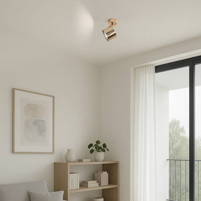 Argon Plafondspot Chloe, zwenkbaar, 1-lamp, staal messingkleurig