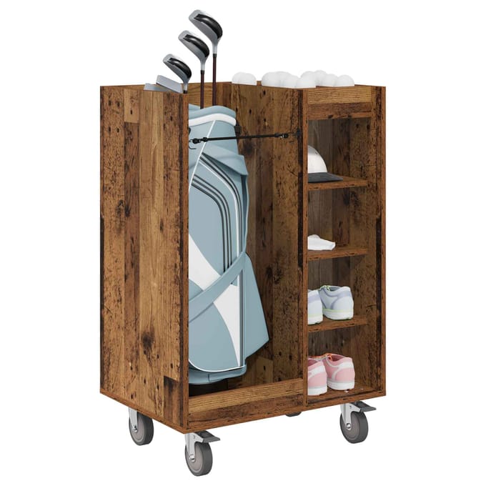 Golftafelkast met Wielen Rustieke Houtlook 65 x 45 x 98 cm