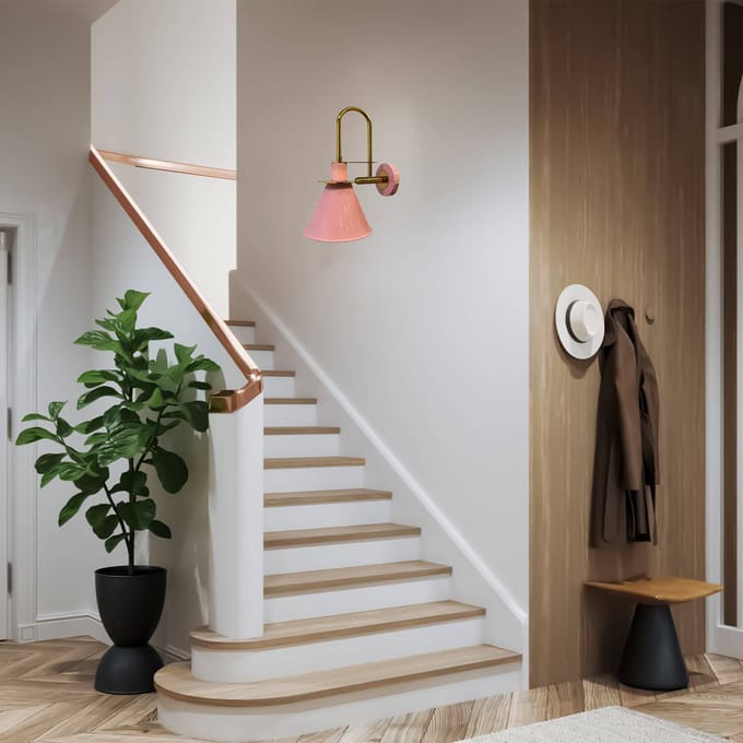 ROYALTECH Wandlamp Ramsay, roze/goud, hoogte 35 cm, metaal