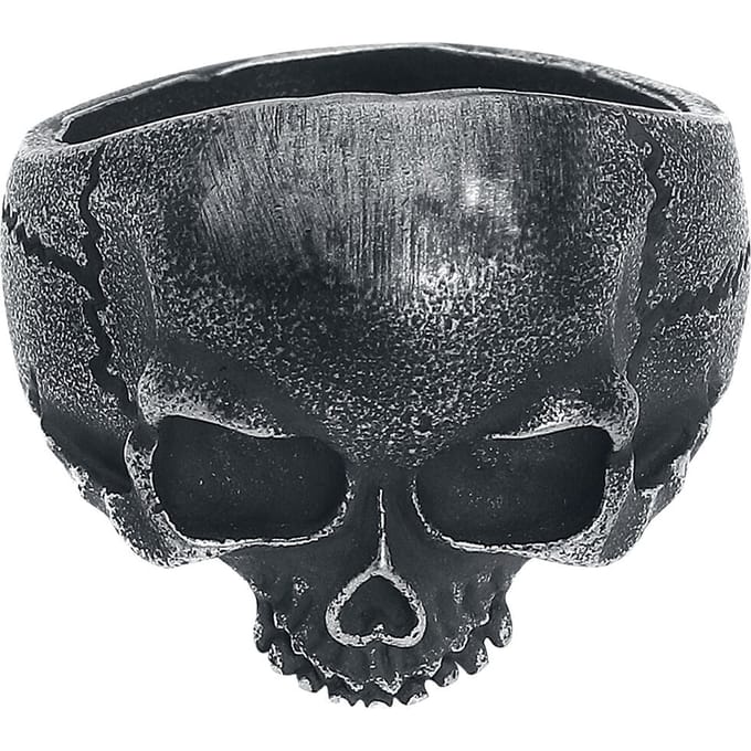 etNox hard and heavy Ring - Skull Head - voor Mannen - zilverkleurig
