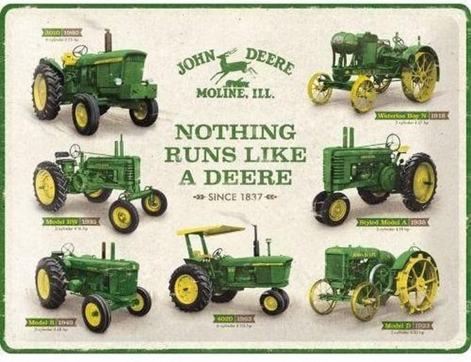 Wandbord - John Deere models -30x40-