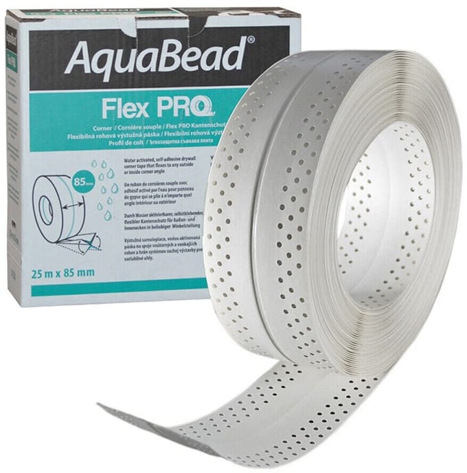 Gyproc AquaBead Flex Pro 25 m – Hoekprofiel voor gipsplaat – Zelfklevend – 85 mm breed