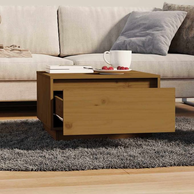 vidaXL - Salontafel - 55x56x32 - cm - massief - grenenhout - honingbruin
