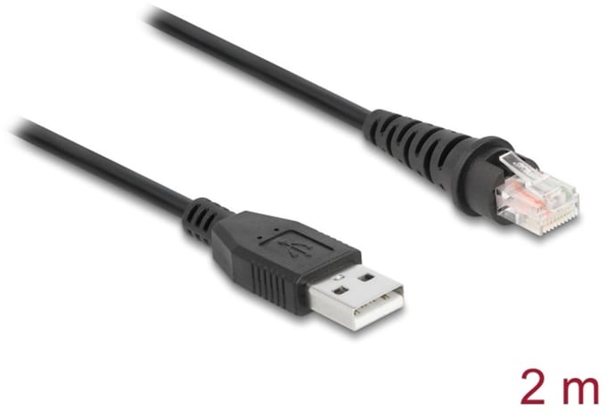 Delock RJ50 to USB 2.0 Type-A Barcode Scanner Cable 2 m