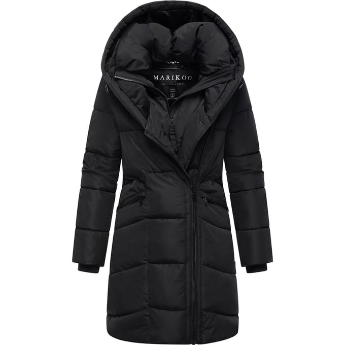 Marikoo dames gewatteerde mantel Virenaa met layer-look & fleecevoering