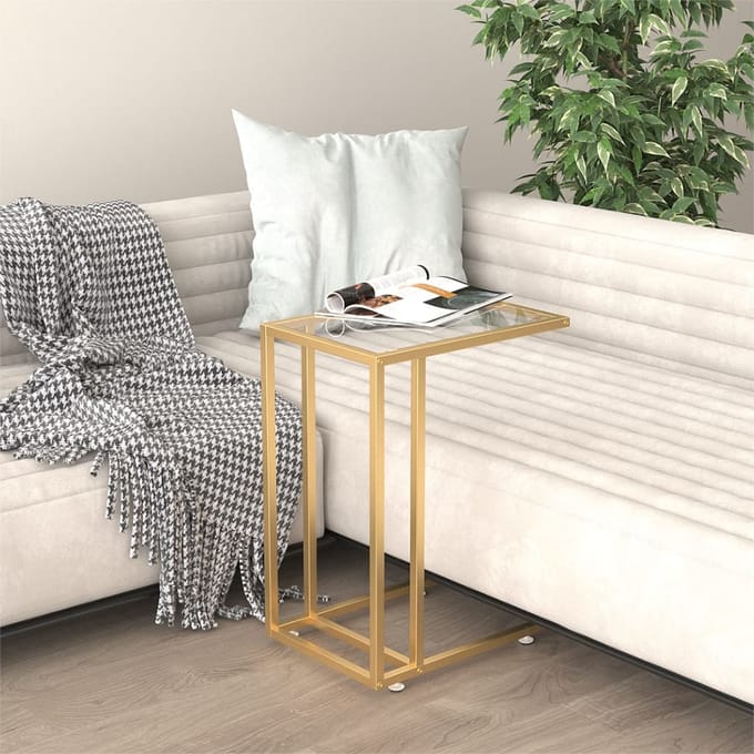 vidaXL - Computer - bijzettafel - 50x35x65 - cm - gehard - glas - transparant