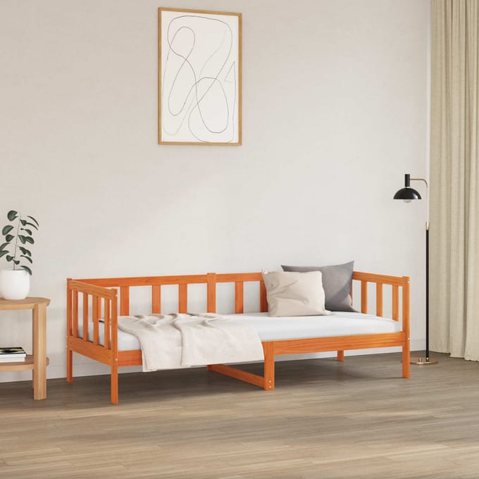 vidaXL - Bedframe - met - hoofdeinde - Wasbruin - 90 - x - 190 - cm - Massief - grenenhout