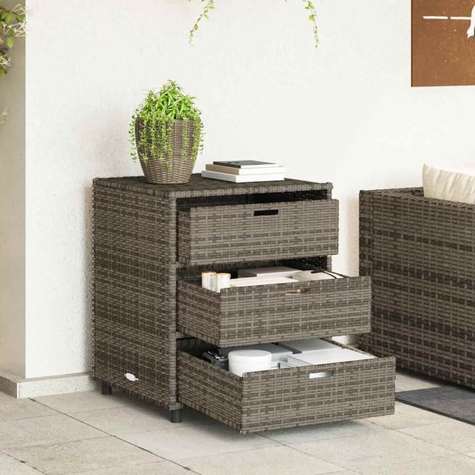 vidaXL - Tuinkast - 55x59x69 - cm - poly - rattan - grijs