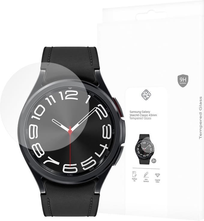 Cazy screenprotector geschikt voor Samsung Galaxy Watch6 Classic 43mm - 2 stuks - Gehard Glas