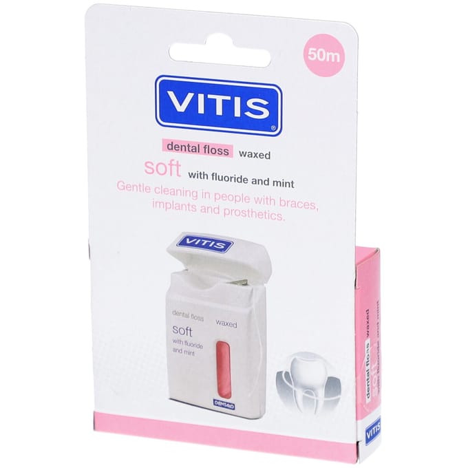 Vitis Floss soft waxed expanding fluor rose 50 Flosdraad