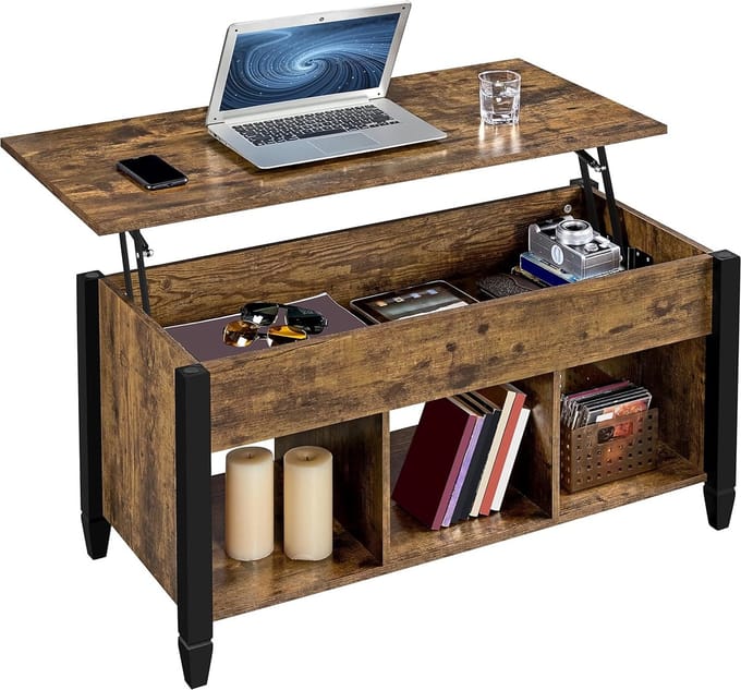 Verstelbare Salontafel met Opbergruimte en Modern Design - Roestbruin