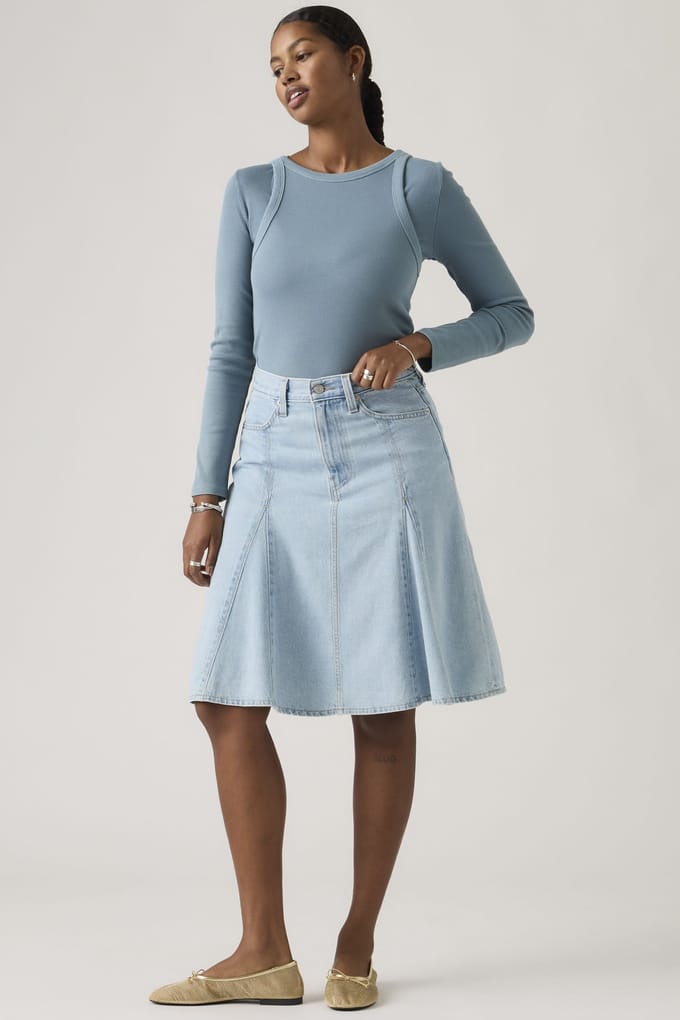Levi's Godet Knee Length Lightweight Skirt Größe: W27 | Midiröcke Outlet | Damen