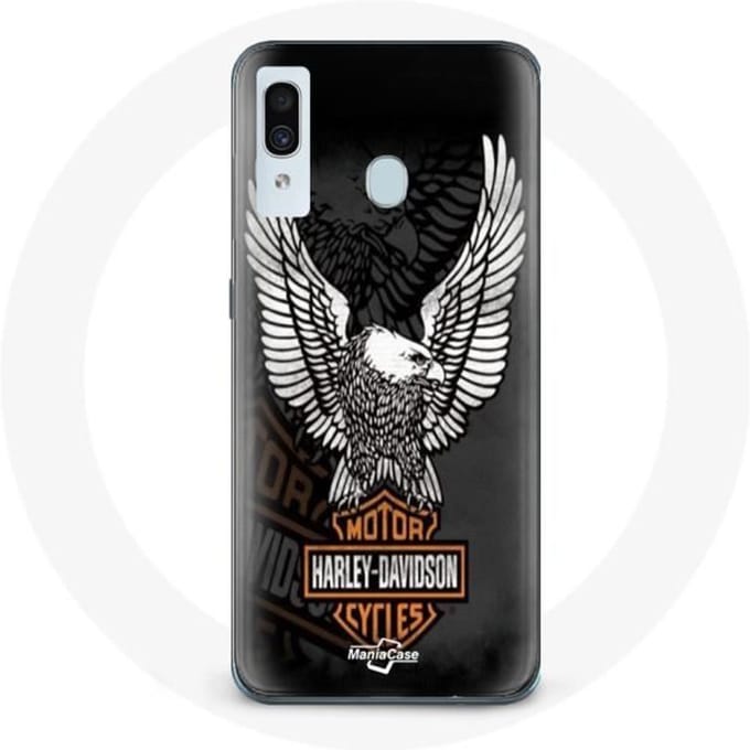 Coque - Harley Davidson - Galaxy A20 - Souple - Noir - Aigle logo