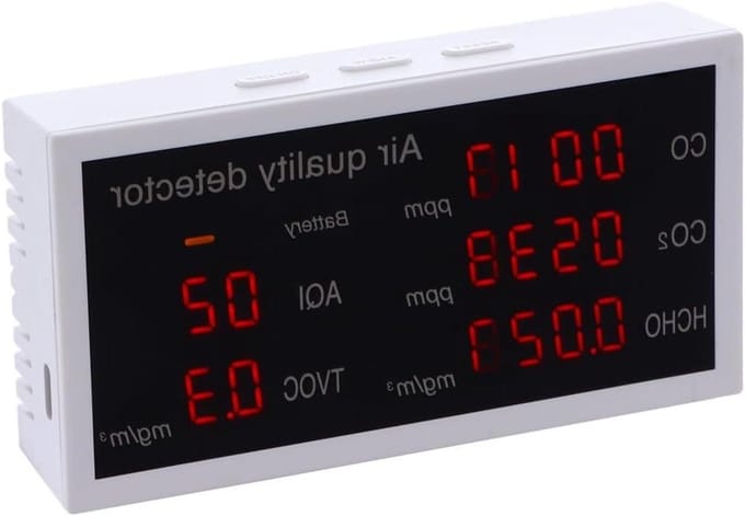 Luchtkwaliteit Tester - CO2 Meter - Binnenlucht Meten - 5-in-1 Functie - Compact Formaat - Wit