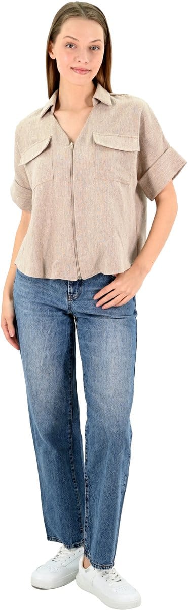 LINEN BLEND SAFARI SHIRT