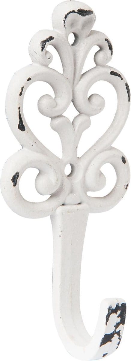 Clayre & Eef Wandhaak 5x3x12 cm Wit IJzer