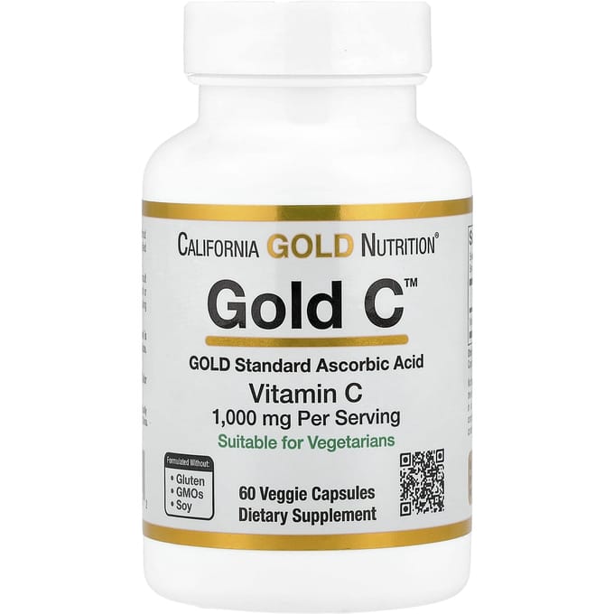 Gold C™, Vitamine C de Qualité USP, 1 000 mg, 60 Capsules Végétales