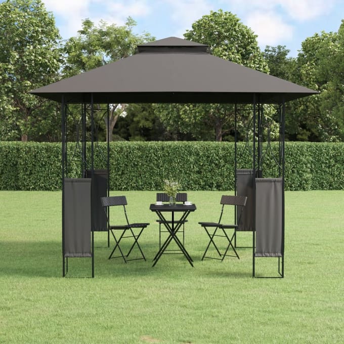 vidaXL - Prieel - met - dak - 300x300x270 - cm - staal - antracietkleurig