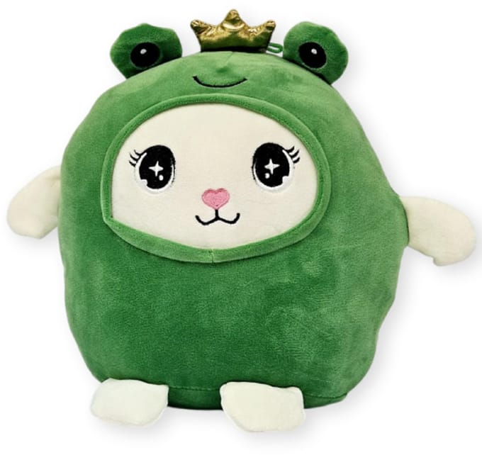Kat in Kikker Onesie Pyjama Kawaii Pluche Knuffel 20 cm