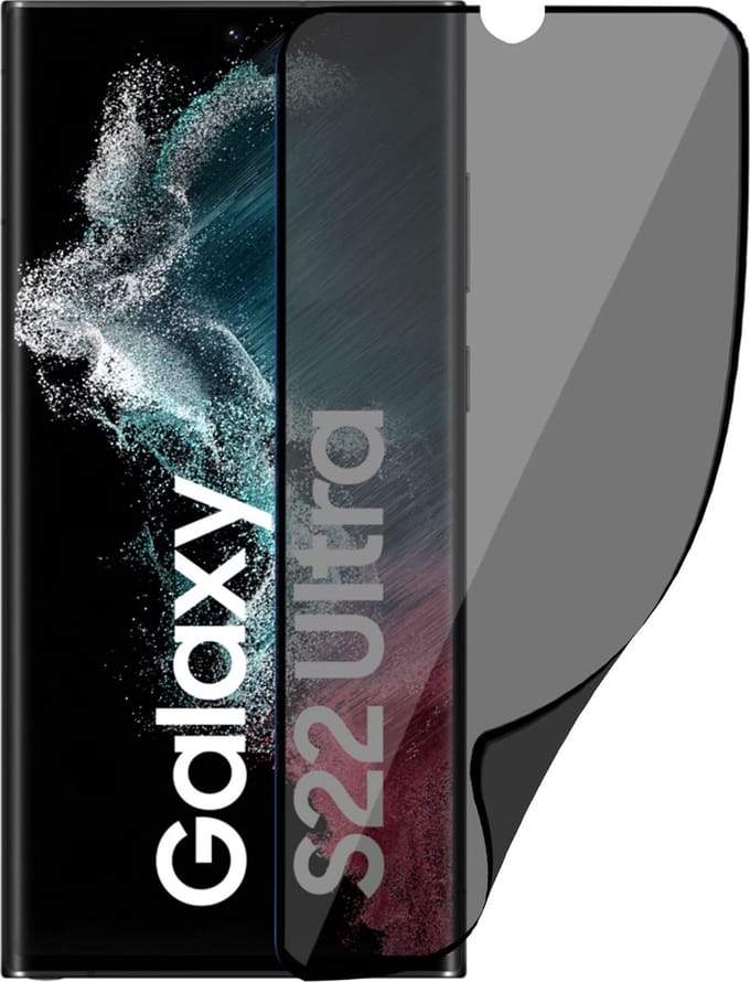 Privacy Screenprotector geschikt voor Samsung S22 Ultra - Privé Folie Screen Protector - Privacy Proteqt+